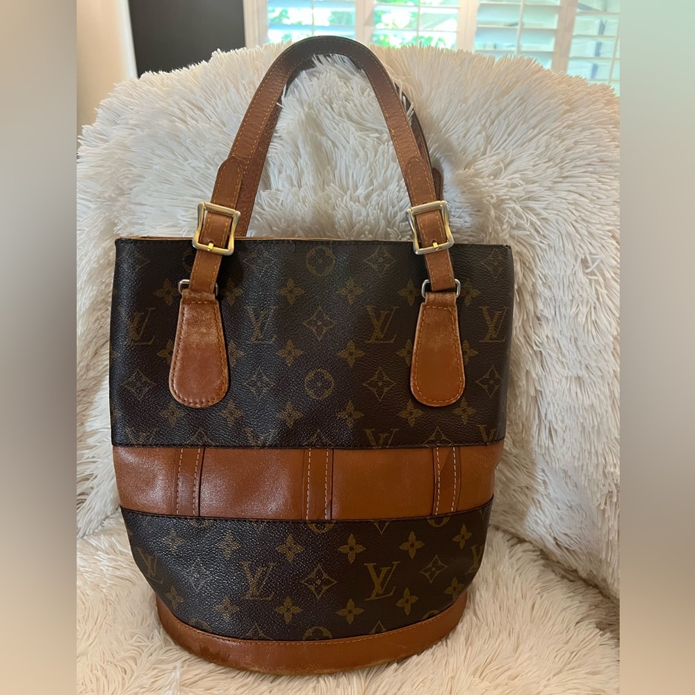 Authentic Louis Vuitton Monogram Bucket Bag 1970s Vintage with COA